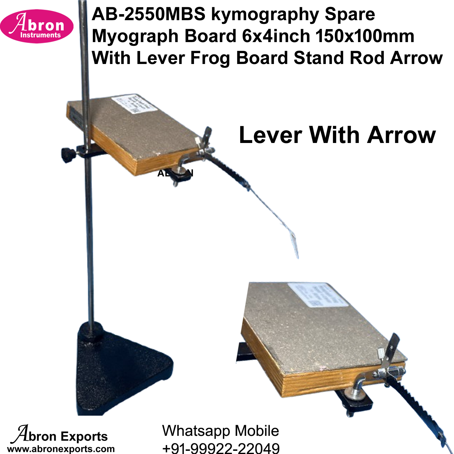 Kymography Spare Myograph Board 6x4inch 150x100mm With Lever Frog Board Stand Rod Arrow Assembly Abron AB-2550MBS 